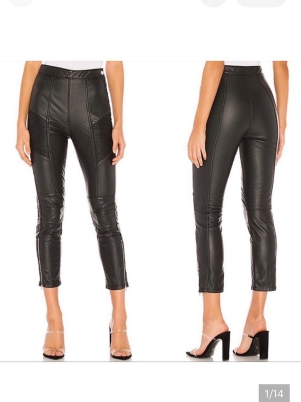 Free People Kaelin Faux Leather Moto Skinny Leggings Pants Black